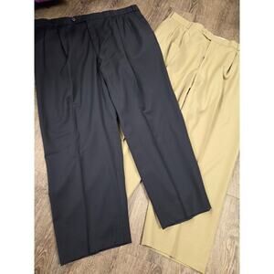 BALLIN Pants 120s 100% Wool Comfort-EZE Slacks Khaki + Navy Lot of 2: 42x29